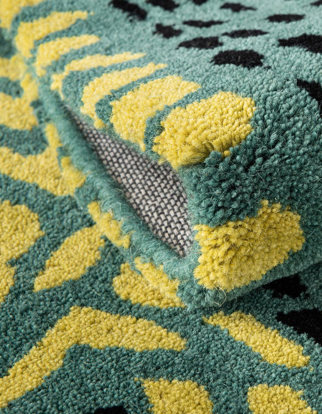 Green 3' 1 x 6' 1 Playtime Kids Wool Freeform Area Rug for Baby Nursery, Toddler Playroom, Bedrooms