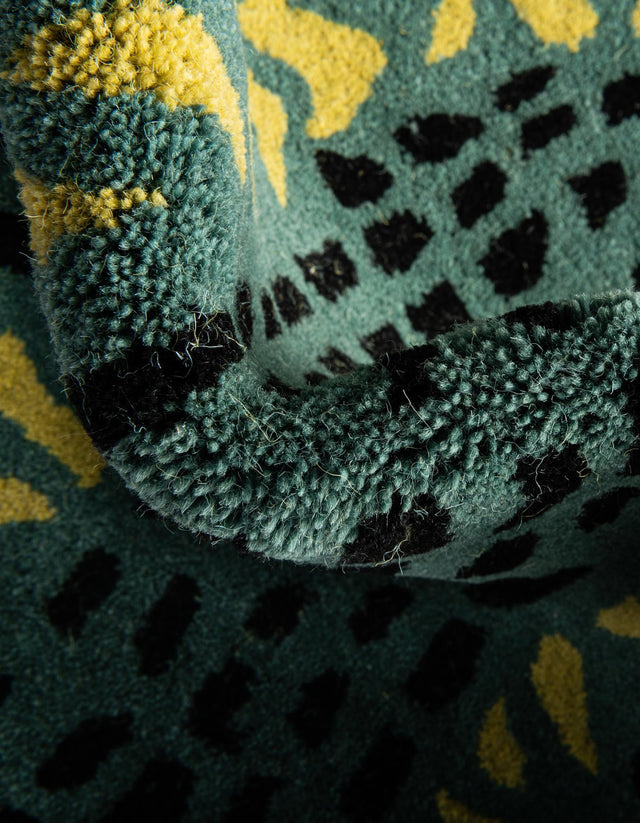 Green 3' 1 x 6' 1 Playtime Kids Wool Freeform Area Rug for Baby Nursery, Toddler Playroom, Bedrooms