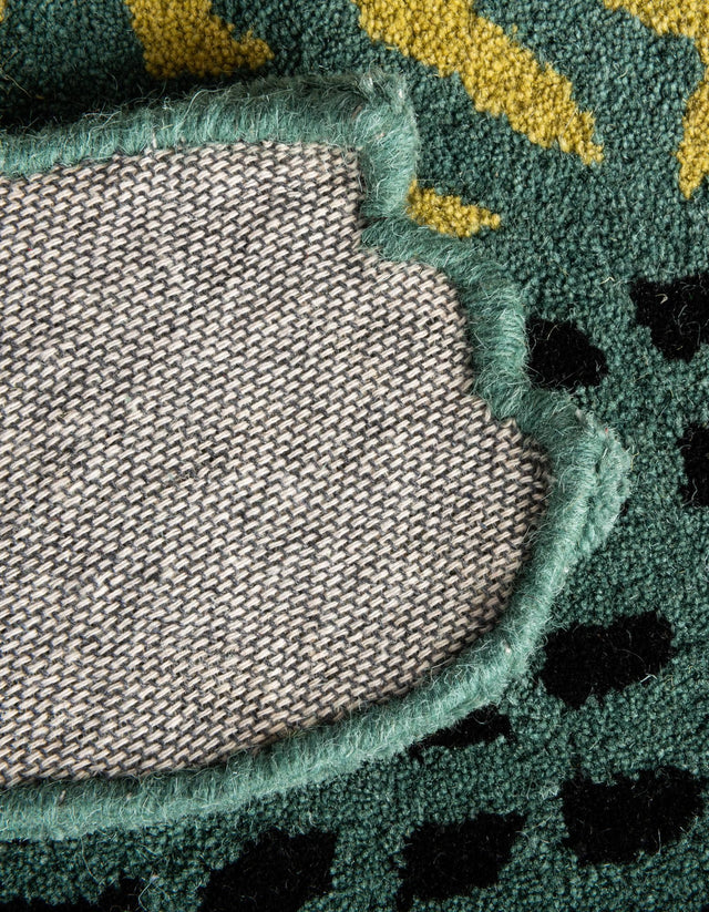 Green 1' 6 x 3' 1 Playtime Kids Wool Freeform Area Rug for Baby Nursery, Toddler Playroom, Bedrooms