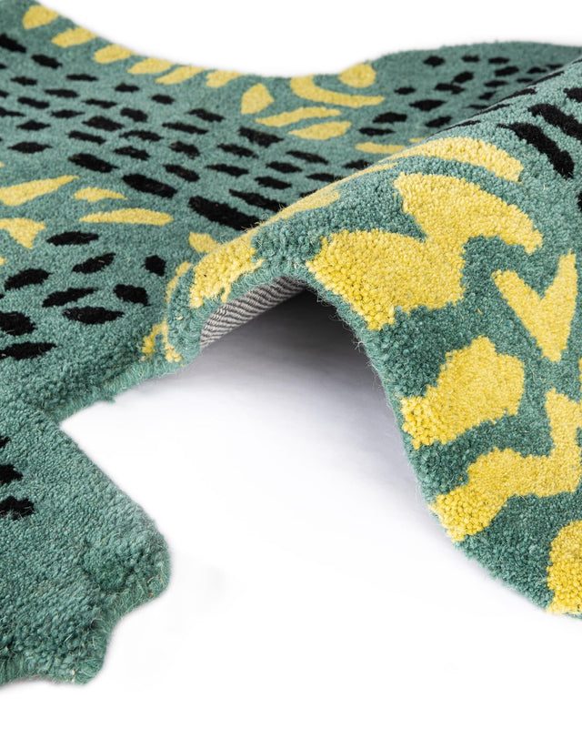 Green 1' 6 x 3' 1 Playtime Kids Wool Freeform Area Rug for Baby Nursery, Toddler Playroom, Bedrooms