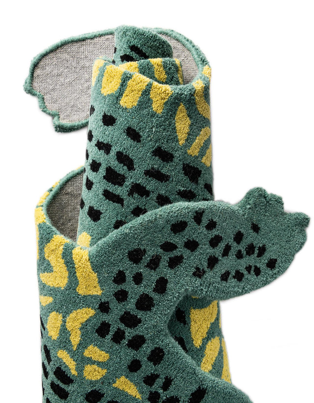 Green 1' 6 x 3' 1 Playtime Kids Wool Freeform Area Rug for Baby Nursery, Toddler Playroom, Bedrooms