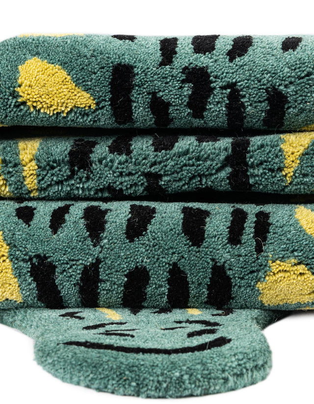 Green 1' 6 x 3' 1 Playtime Kids Wool Freeform Area Rug for Baby Nursery, Toddler Playroom, Bedrooms