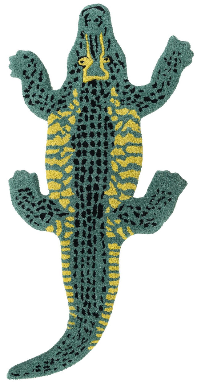 Green 1' 6 x 3' 1 Playtime Kids Wool Freeform Area Rug for Baby Nursery, Toddler Playroom, Bedrooms