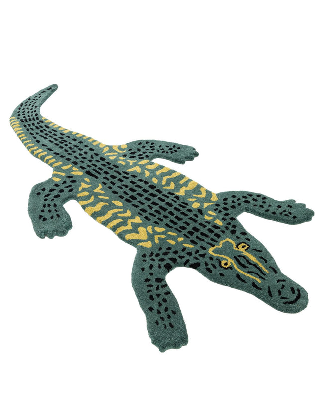 Green 3' 1 x 6' 1 Playtime Kids Wool Freeform Area Rug for Baby Nursery, Toddler Playroom, Bedrooms