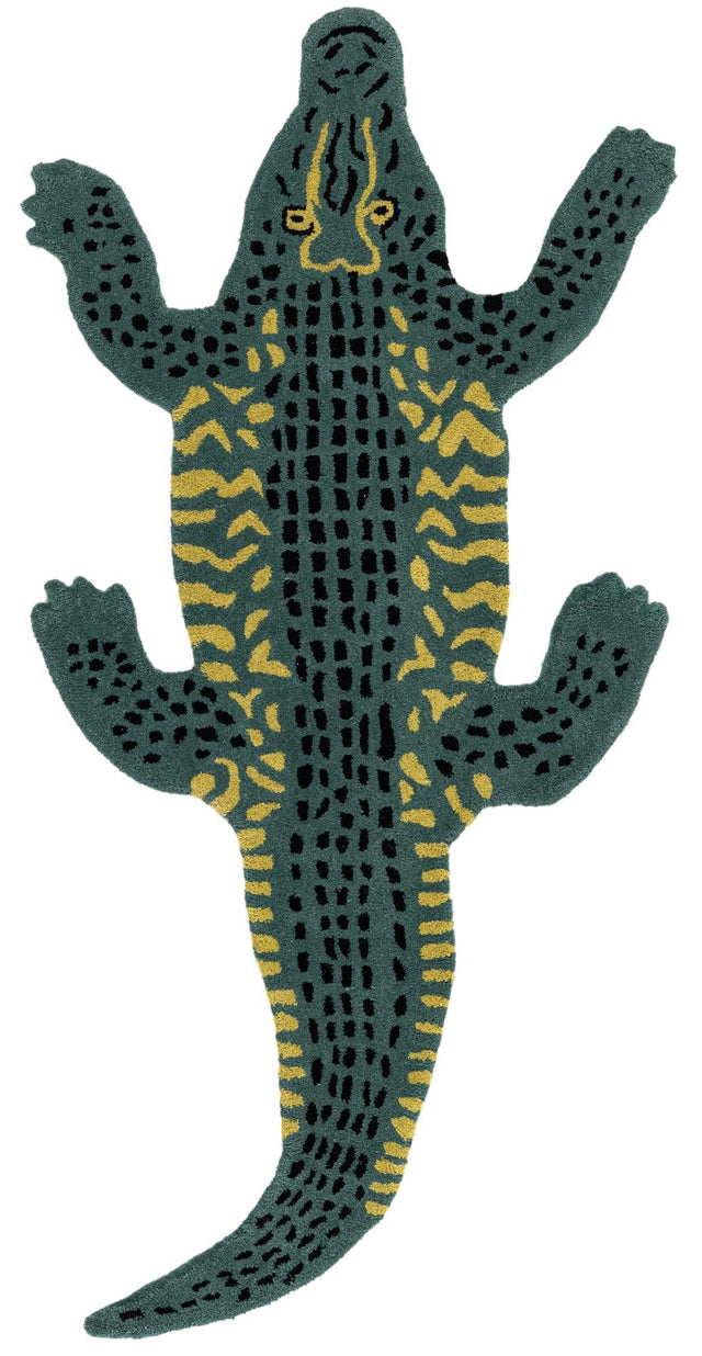 Green 3' 1 x 6' 1 Playtime Kids Wool Freeform Area Rug for Baby Nursery, Toddler Playroom, Bedrooms