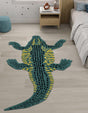 Green 4' 1 x 7' 1 Playtime Kids Wool Freeform Area Rug for Baby Nursery, Toddler Playroom, Bedrooms
