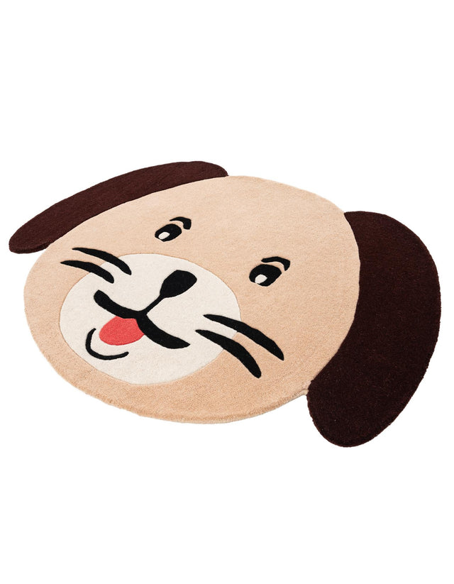 Beige 3' 6 x 5' 1 Playtime Kids Wool Freeform Area Rug for Baby Nursery, Toddler Playroom, Bedrooms