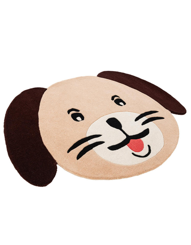 Beige 3' 6 x 5' 1 Playtime Kids Wool Freeform Area Rug for Baby Nursery, Toddler Playroom, Bedrooms