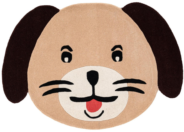 Beige 3' 6 x 5' 1 Playtime Kids Wool Freeform Area Rug for Baby Nursery, Toddler Playroom, Bedrooms