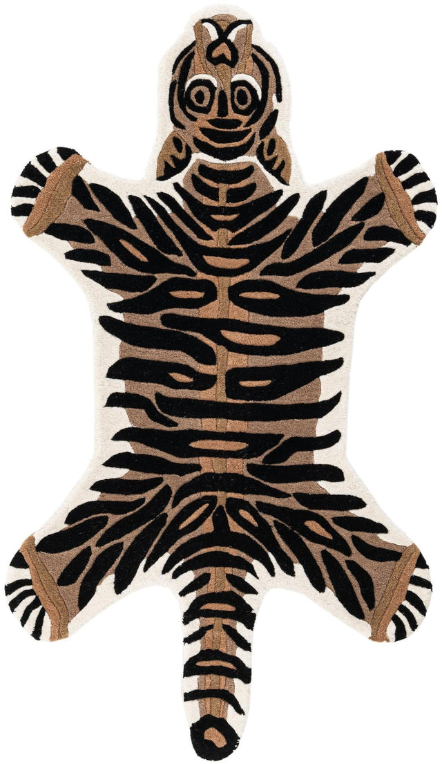 Brown 3' 1 x 5' 3 Playtime Kids Wool Freeform Area Rug for Baby Nursery, Toddler Playroom, Bedrooms