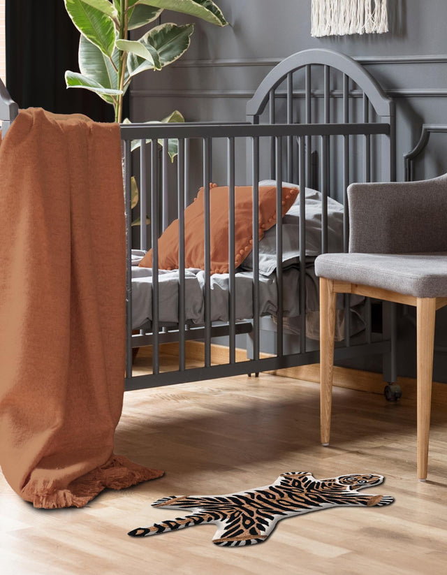 Brown 3' 1 x 5' 3 Playtime Kids Wool Freeform Area Rug for Baby Nursery, Toddler Playroom, Bedrooms