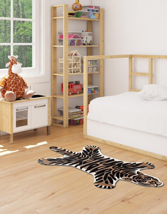 Brown 2' x 3' 1 Playtime Kids Wool Freeform Area Rug for Baby Nursery, Toddler Playroom, Bedrooms