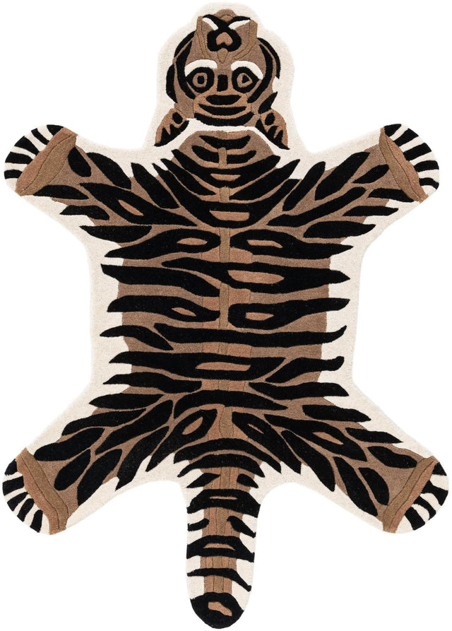 Brown 5' 1 x 7' 1 Playtime Kids Wool Freeform Area Rug for Baby Nursery, Toddler Playroom, Bedrooms