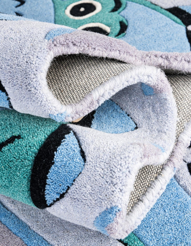 Blue 1' 7 x 3' 7 Playtime Kids Wool Freeform Area Rug for Baby Nursery, Toddler Playroom, Bedrooms