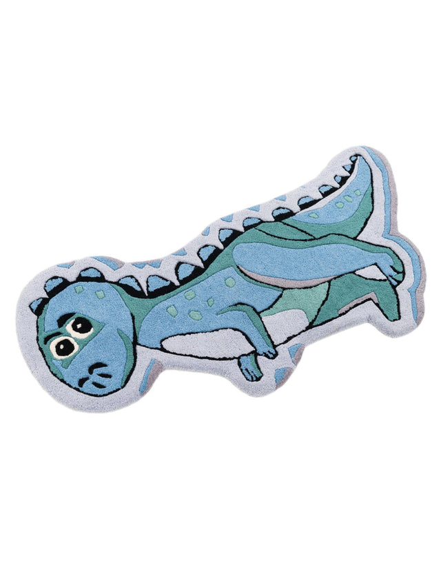 Blue 1' 7 x 3' 7 Playtime Kids Wool Freeform Area Rug for Baby Nursery, Toddler Playroom, Bedrooms