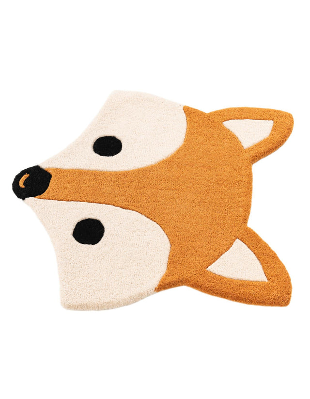 Orange and White 2' x 2' Playtime Kids Wool Freeform Area Rug for Baby Nursery, Toddler Playroom, Bedrooms