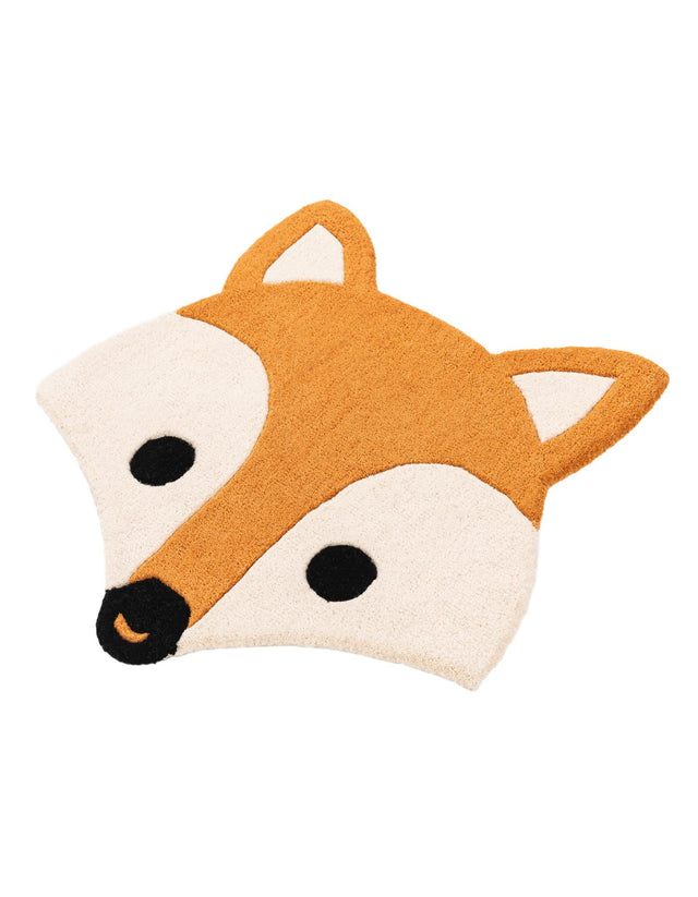 Orange and White 2' x 2' Playtime Kids Wool Freeform Area Rug for Baby Nursery, Toddler Playroom, Bedrooms