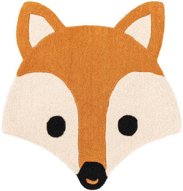 Orange and White 2' x 2' Playtime Kids Wool Freeform Area Rug for Baby Nursery, Toddler Playroom, Bedrooms