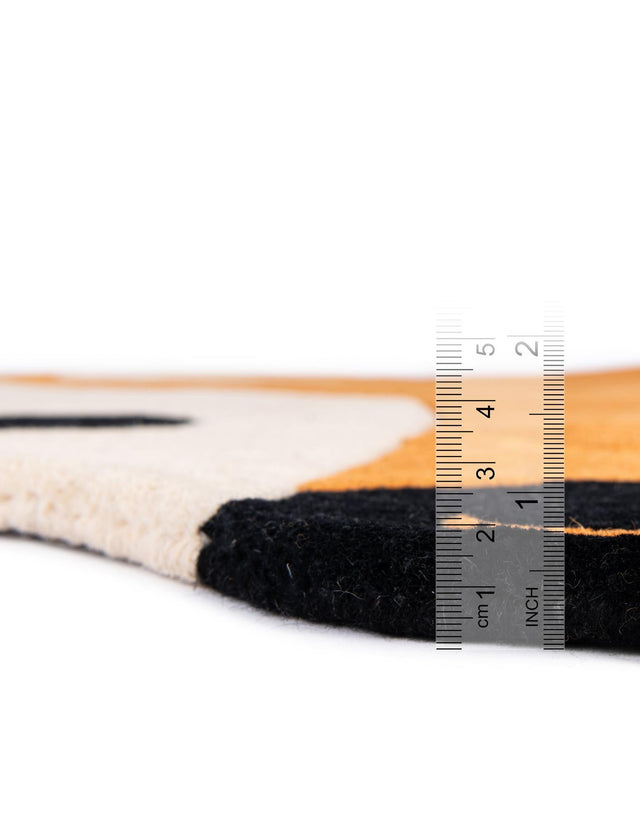 Orange and White 2' x 2' Playtime Kids Wool Freeform Area Rug for Baby Nursery, Toddler Playroom, Bedrooms