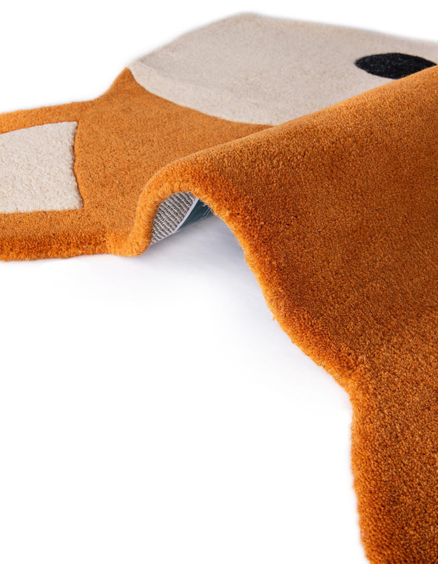 Orange and White 2' x 2' Playtime Kids Wool Freeform Area Rug for Baby Nursery, Toddler Playroom, Bedrooms