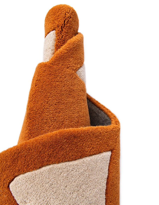 Orange and White 2' x 2' Playtime Kids Wool Freeform Area Rug for Baby Nursery, Toddler Playroom, Bedrooms