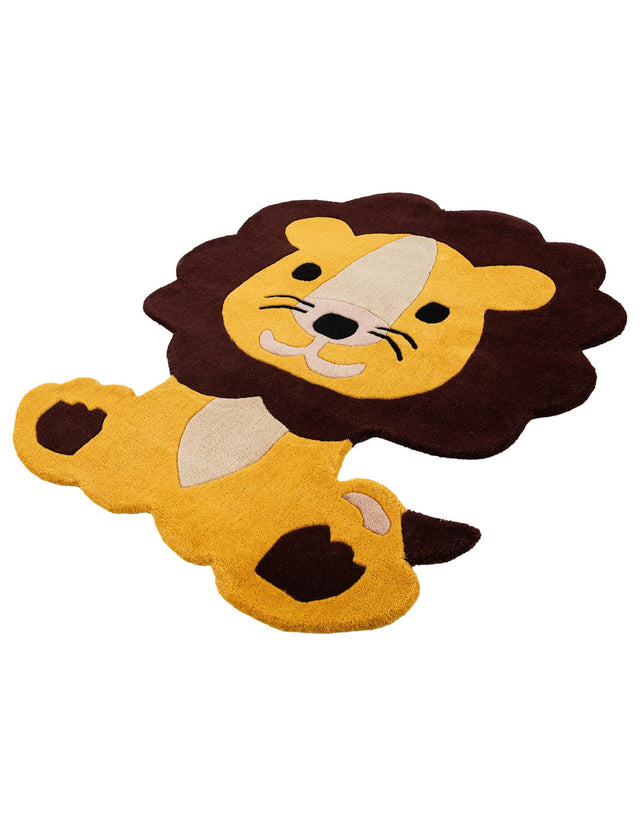 Yellow 3' 6 x 4' 1 Playtime Kids Wool Freeform Area Rug for Baby Nursery, Toddler Playroom, Bedrooms