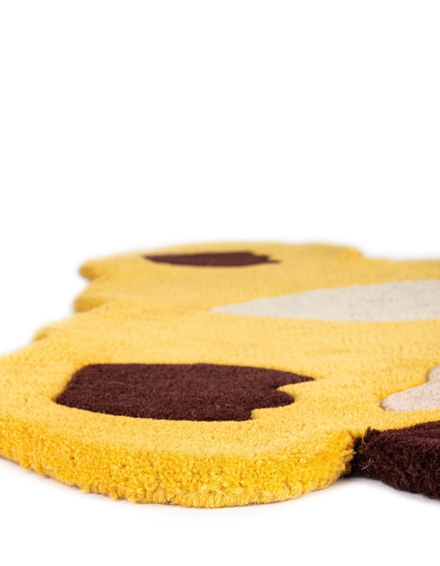 Yellow 3' 6 x 4' 1 Playtime Kids Wool Freeform Area Rug for Baby Nursery, Toddler Playroom, Bedrooms