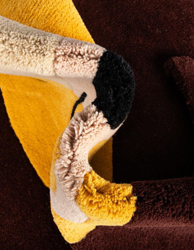 Yellow 3' 6 x 4' 1 Playtime Kids Wool Freeform Area Rug for Baby Nursery, Toddler Playroom, Bedrooms