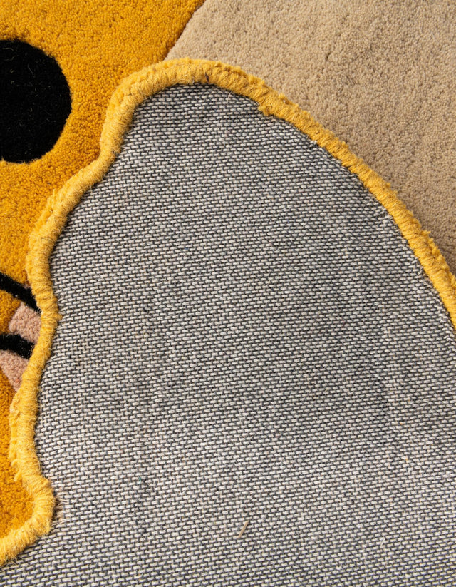 Yellow 5' 6 x 6' 1 Playtime Kids Wool Freeform Area Rug for Baby Nursery, Toddler Playroom, Bedrooms