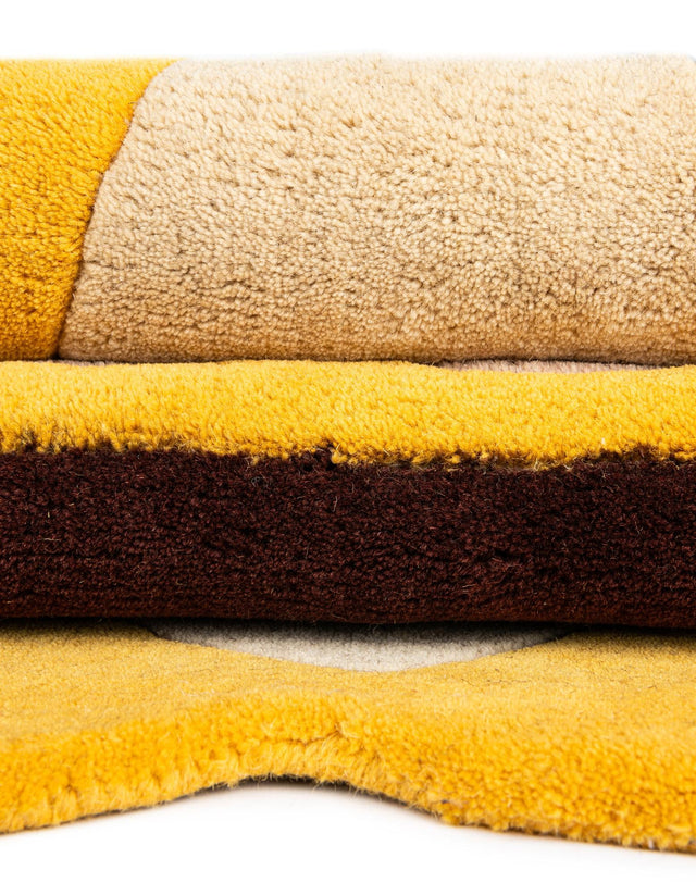 Yellow 5' 6 x 6' 1 Playtime Kids Wool Freeform Area Rug for Baby Nursery, Toddler Playroom, Bedrooms