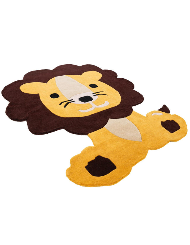 Yellow 5' 6 x 6' 1 Playtime Kids Wool Freeform Area Rug for Baby Nursery, Toddler Playroom, Bedrooms