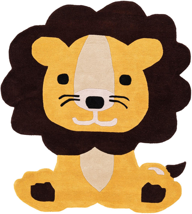 Yellow 5' 6 x 6' 1 Playtime Kids Wool Freeform Area Rug for Baby Nursery, Toddler Playroom, Bedrooms