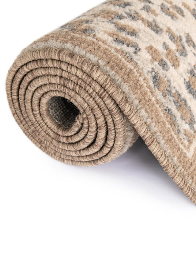 Brown 5' 1 x 5' 1 Wildlife Round Area Rug Animal Print Safari Jungle Inspired Carpet for Unique Modern Interior Design for Sale at Rug Engine