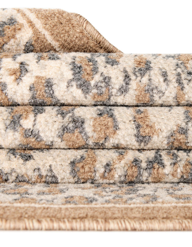 Brown 10' x 10' Wildlife Round Area Rug Animal Print Safari Jungle Inspired Carpet for Unique Modern Interior Design for Sale at Rug Engine
