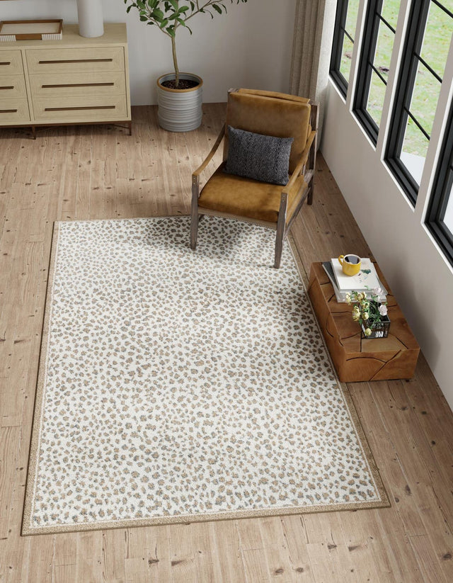 Brown 5' 1 x 8' Wildlife Rectangle Area Rug Animal Print Safari Jungle Inspired Carpet for Unique Modern Interior Design for Sale at Rug Engine