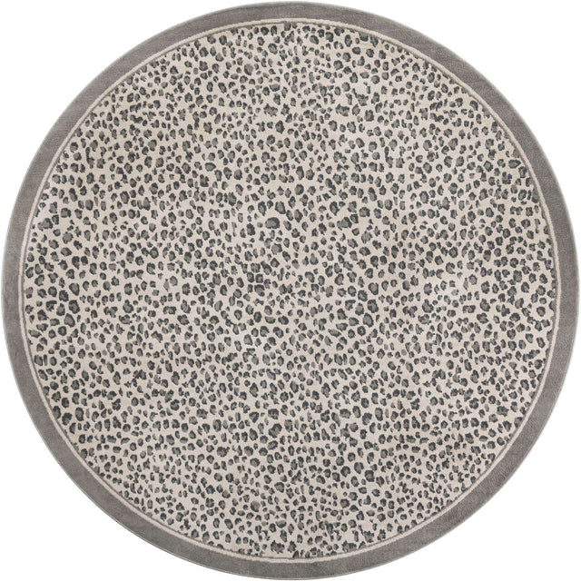 Gray 10' x 10' Wildlife Round Area Rug Animal Print Safari Jungle Inspired Carpet for Unique Modern Interior Design for Sale at Rug Engine