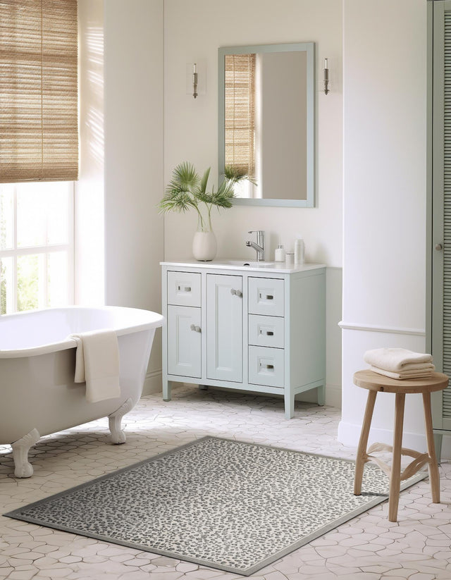 Gray 4' 1 x 6' 1 Wildlife Rectangle Area Rug Animal Print Safari Jungle Inspired Carpet for Unique Modern Interior Design for Sale at Rug Engine