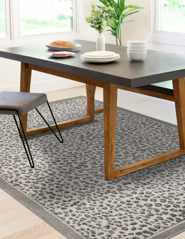 Gray 4' 1 x 6' 1 Wildlife Rectangle Area Rug Animal Print Safari Jungle Inspired Carpet for Unique Modern Interior Design for Sale at Rug Engine