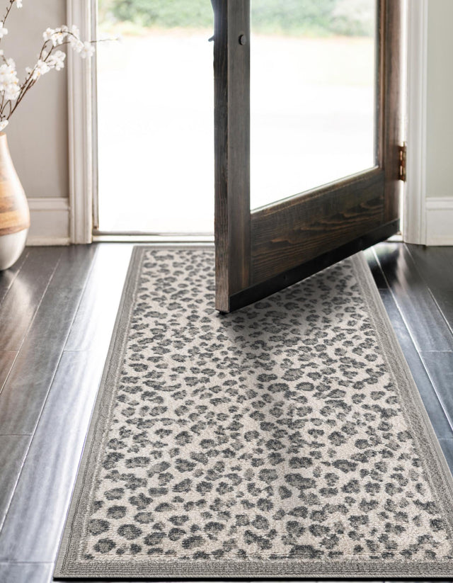 Gray 2' x 8' Wildlife Runner Area Rug Animal Print Safari Jungle Inspired Carpet for Unique Modern Interior Design for Sale at Rug Engine