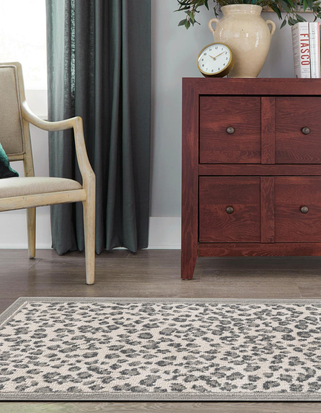 Gray 2' 7 x 10' Wildlife Runner Area Rug Animal Print Safari Jungle Inspired Carpet for Unique Modern Interior Design for Sale at Rug Engine