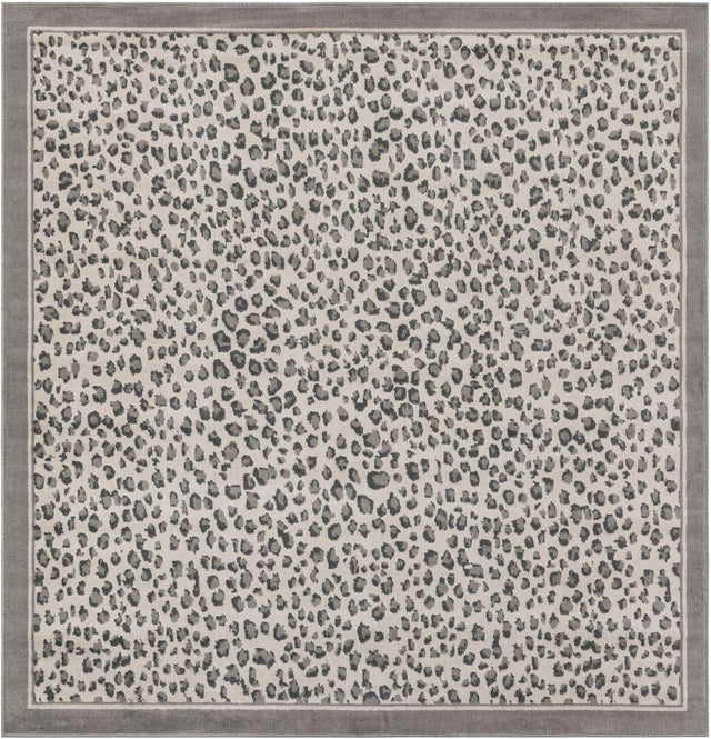 Gray 7' 10 x 7' 10 Wildlife Square Area Rug Animal Print Safari Jungle Inspired Carpet for Unique Modern Interior Design for Sale at Rug Engine