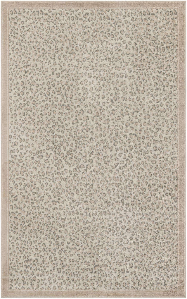 Ivory 4' 1 x 6' 1 Wildlife Rectangle Area Rug Animal Print Safari Jungle Inspired Carpet for Unique Modern Interior Design for Sale at Rug Engine