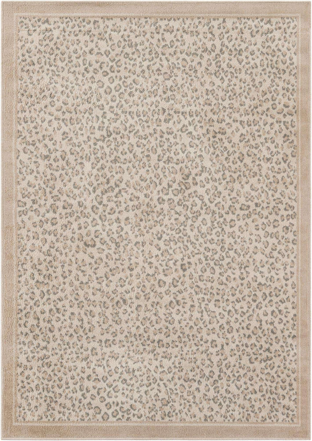 Ivory 5' 1 x 7' 1 Wildlife Rectangle Area Rug Animal Print Safari Jungle Inspired Carpet for Unique Modern Interior Design for Sale at Rug Engine