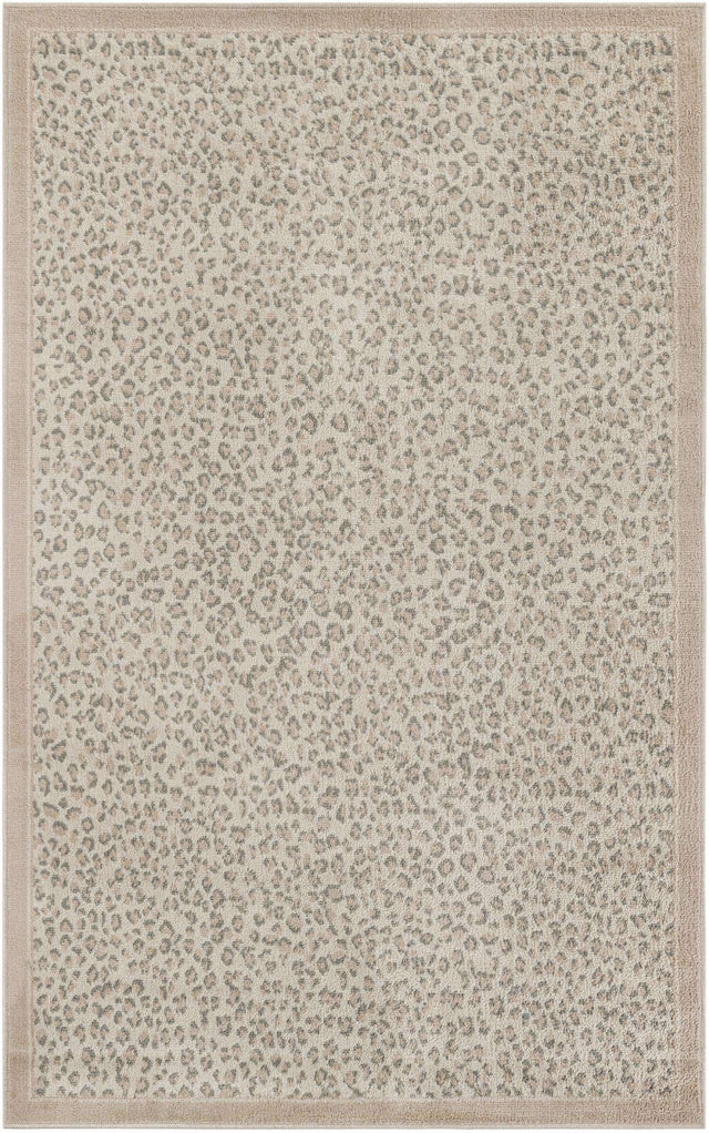 Ivory 5' 1 x 8' Wildlife Rectangle Area Rug Animal Print Safari Jungle Inspired Carpet for Unique Modern Interior Design for Sale at Rug Engine