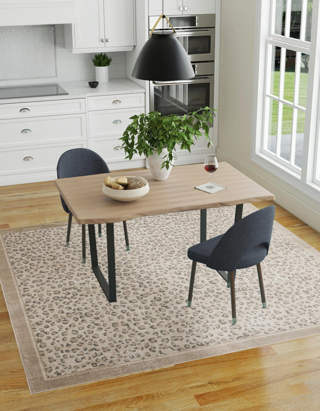 Ivory 10' x 10' Wildlife Square Area Rug Animal Print Safari Jungle Inspired Carpet for Unique Modern Interior Design for Sale at Rug Engine