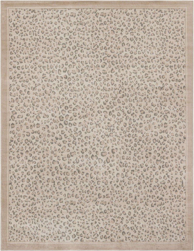 Ivory 7' 10 x 10' Wildlife Rectangle Area Rug Animal Print Safari Jungle Inspired Carpet for Unique Modern Interior Design for Sale at Rug Engine