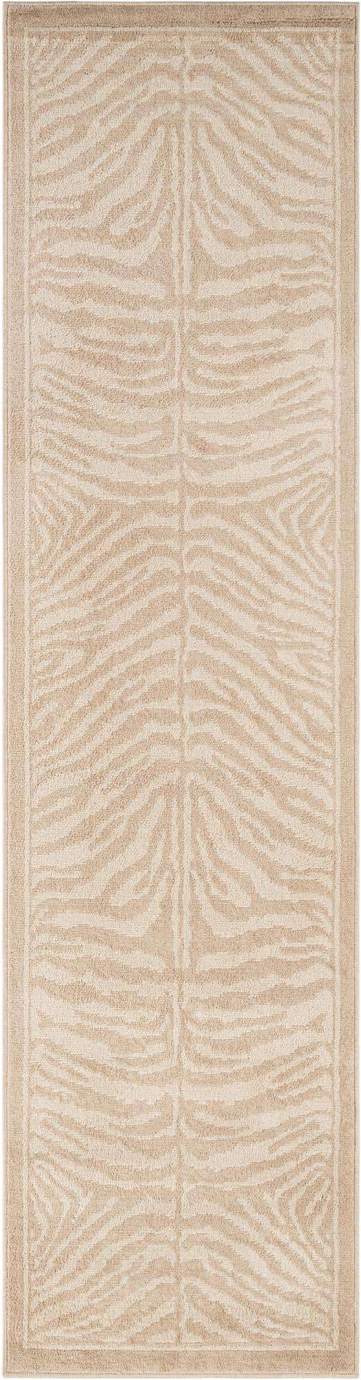 Beige and Ivory 2' 7 x 10' Wildlife Runner Area Rug Animal Print Safari Jungle Inspired Carpet for Unique Modern Interior Design for Sale at Rug Engine