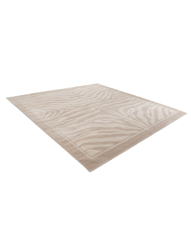 Beige and Ivory 10' x 10' Wildlife Square Area Rug Animal Print Safari Jungle Inspired Carpet for Unique Modern Interior Design for Sale at Rug Engine