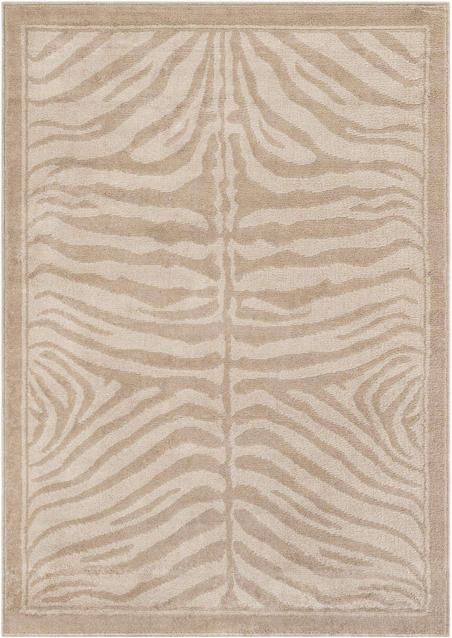 Beige and Ivory 5' 1 x 7' 1 Wildlife Rectangle Area Rug Animal Print Safari Jungle Inspired Carpet for Unique Modern Interior Design for Sale at Rug Engine