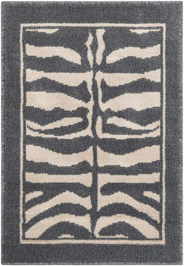 Gray and Ivory 2' x 3' 1 Wildlife Rectangle Area Rug Animal Print Safari Jungle Inspired Carpet for Unique Modern Interior Design for Sale at Rug Engine
